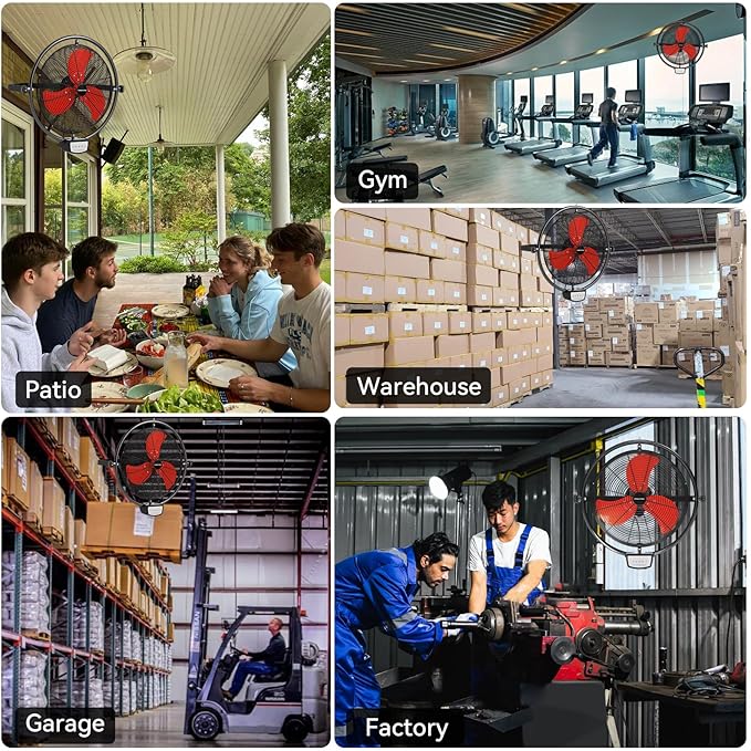 20 Inch Wall Metal Fan Pro Series Remote Control, High Velocity Wall Mount Fans for Commercial, Residential, Warehouse, Covered Patio, Shop, Garage, Barn 3 Speed 5200 CFM UL Safety Listed