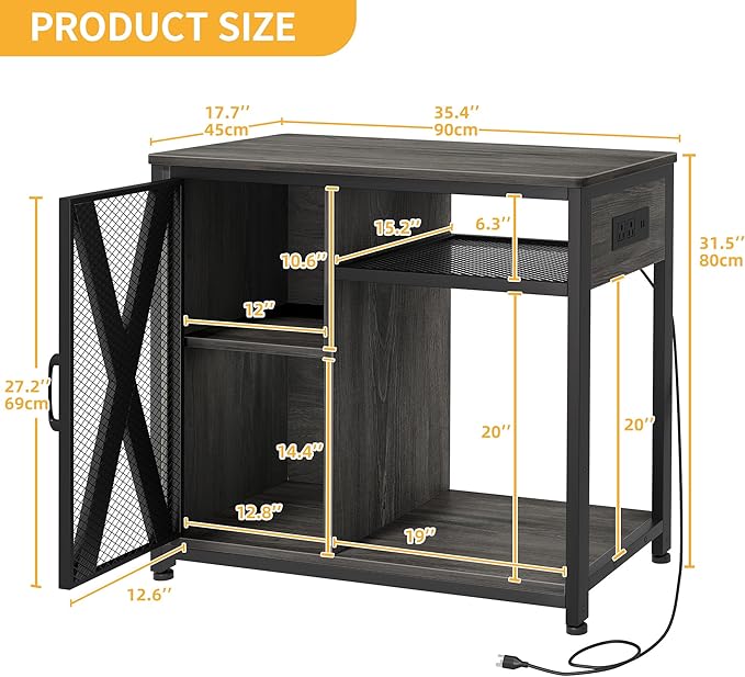 DWVO 40-50 Gallon Aquarium Stand with Power Outlets & LED Light, Cabinet for Fish Tank Accessories Storage - Metal Fish Tank Stand Suitable for Turtle, Reptile Terrarium, 660LBS Capacity, Grey