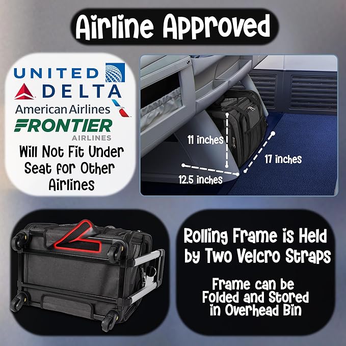 Pet Carrier with Wheels | United Delta American Frontier Airline Approved | Two Expandable Sides, Storage Pockets Adjustable Leash | Rolling Dog and Cat Carrier TSA Compliant (Charcoal)