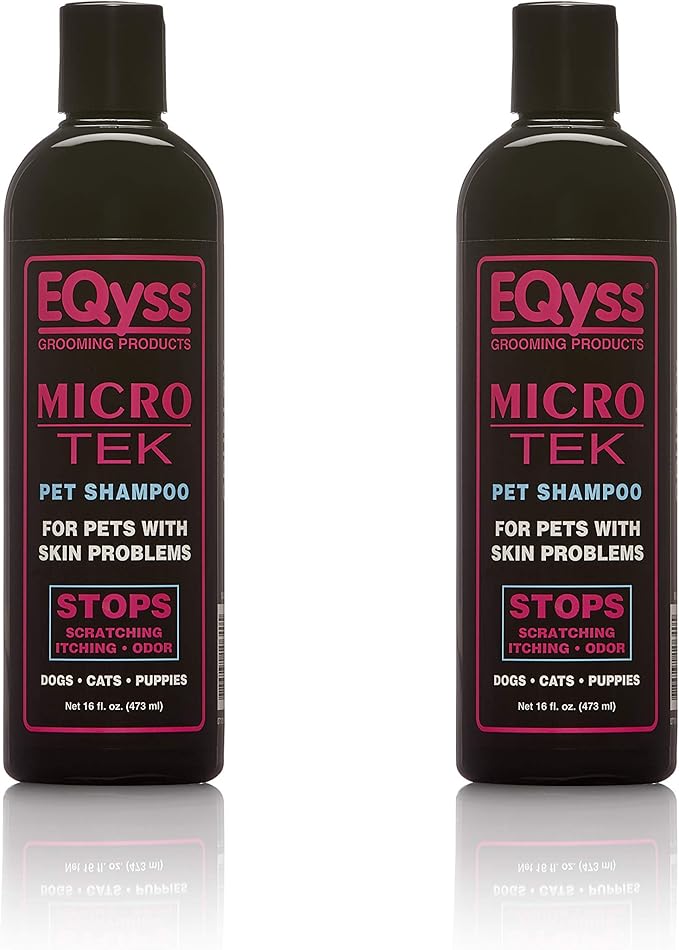 EQyss Micro-Tek Pet Shampoo - Stops Scratching, Itching, Biting, or Licking Hot Spots. Perfect for Pets with Skin Problems. 16 oz