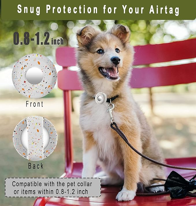 Airtag Holder for Dog Collar, Cibaabo Silicone Air Tag Case Cover Compatible with Apple Airtags for 0.8-1.2inch Cat Pet Collar Harness Loop