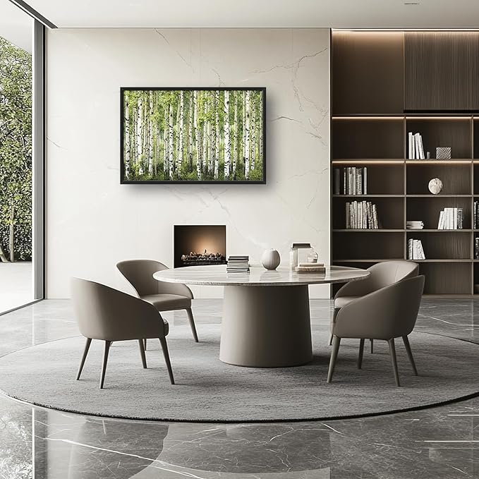 Extra Large Birch Tree Framed Wall Art for Living Room,Oversized Green Aspen Trees Forest Pictures Wall Decor,Canvas Print Painting Modern Artwork Bedroom Office Bathroom 36L" x 24W"