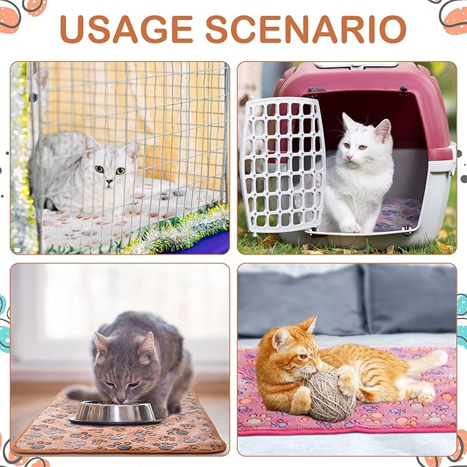 4 Pcs Waterproof Guinea Pig Blankets Washable Small Animal Fleece Bedding Absorbent Guinea Pig Cage Liners Reusable Pet Pee Pad Sleep Mat Pad Cover for Hamster Ferret (Paw Print, 18 x 13 Inch)