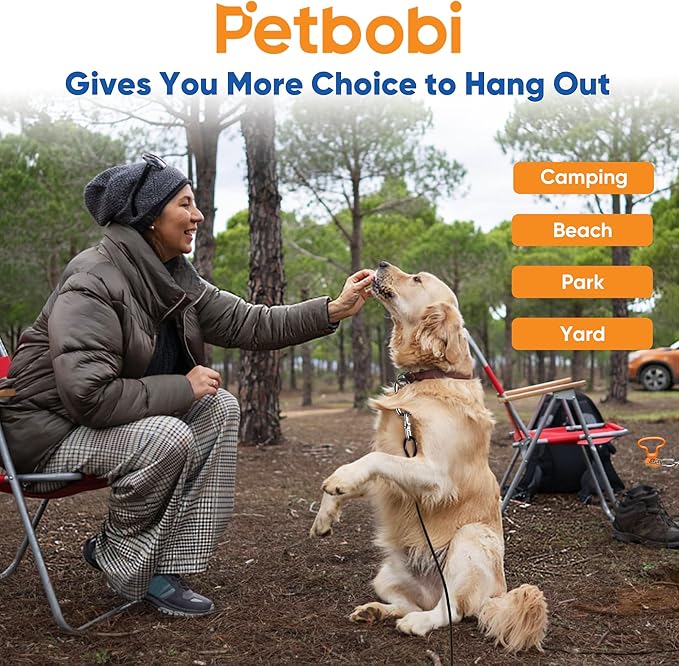 Petbobi Heavy Duty Dog Tie Out Cable and Stake - 30FT Steel Wire Dog Leads for Large Dogs Up to 300lbs, Anti Rust Spiral Stake with Strong Leash & 360° Swivel Hooks - Ideal for Yard, Outdoor & Camping