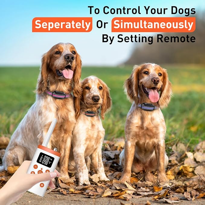 PetJoy 3 Dog Shock Collar with Remote, Dog Bark Collar for Large Dog, Automatic Bark Collar 3 Packs, Bark & Shock Collar 2 in 1 - Auto Mode with 5 Sensitivity Levels