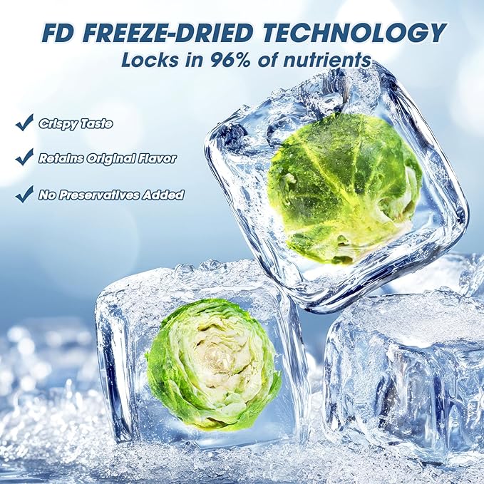 Abizoo Freeze Dried Brussels Sprouts Rabbit and Hamster Chew Treats Resealable Jar for Hamsters Bunny Guinea Pigs Groundhogs Natural Fiber Vitamin Snacks