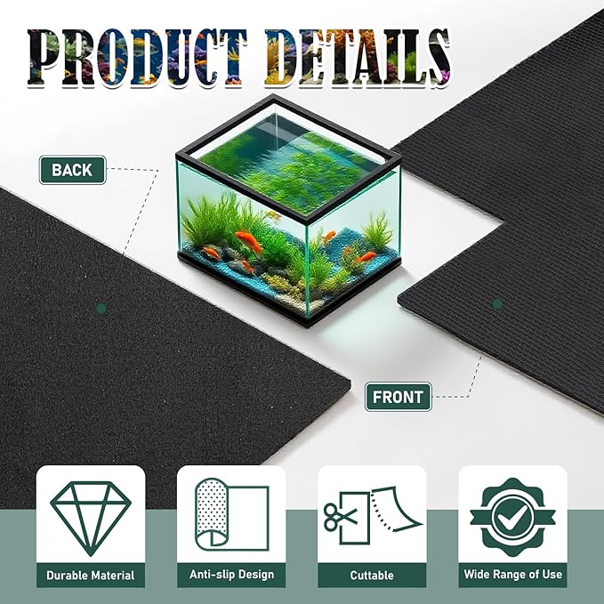 15 x 30 x 0.2 Inches Aquarium Leveling Mat 2PCS/Set Neoprene Non-Slip Shockproof Fish Tank Pad Waterproof Textured Surface for Uneven Surfaces Durable Fish Tank Mat with Easy-Cut Edges