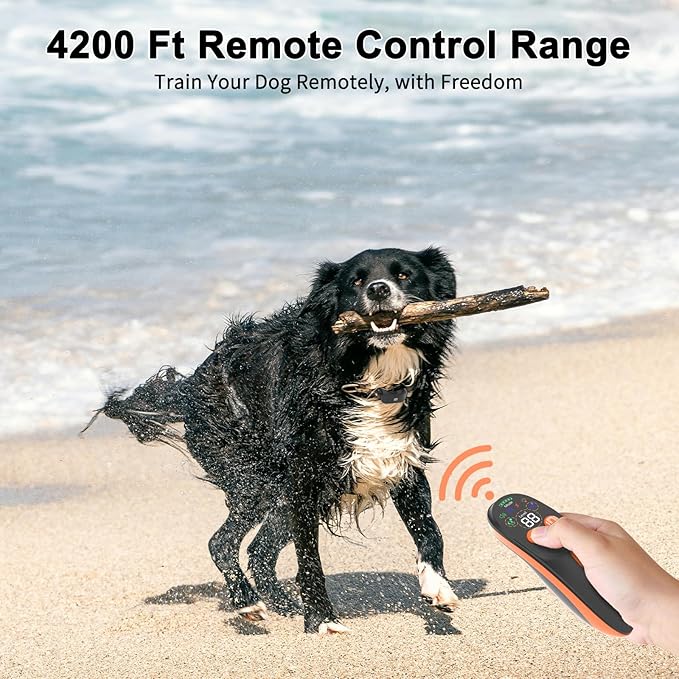 Dog Shock Collar with Remote Control - 4200 FT Remote Control Range, Color Screen Dog Training Collar with 3 Training Modes, 2 Rechargeable Waterproof E-Collar for Dogs Training 15-125LBS