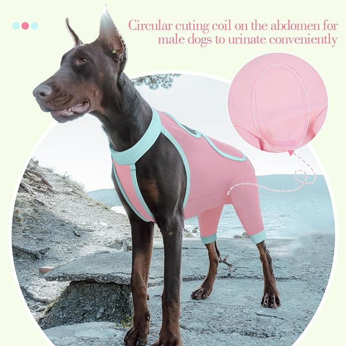 ROZKITCH Dog Surgery Leg Sleeve Rear Legs, Male Female Pet Prevent Licking Wound Elbow Knee Protector, Dog Recovery Suit Cone Collar Alternative Pants Shirt for Wound Heal Wrap Pink XL
