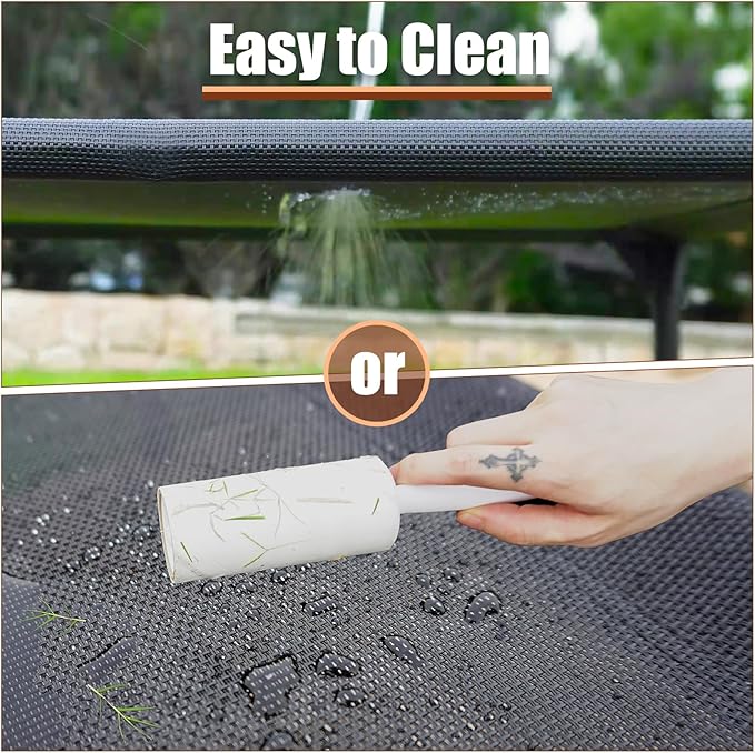 Elevated Dog Bed for Medium Dogs, Raised Dog Cot Beds Fits Up to 150 LBs, Heavy Duty Pet Cots with Durable Supportive Teslin Recyclable Washable Mesh, Indoor & Outdoor Dog Bed, Black