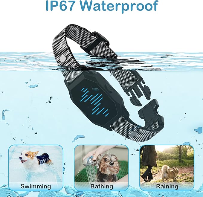 Dog Training Collar, Dog Shock Collar with Remote Control, 2500FT and 4 Training Modes Beep, Vibration, Electric Shock, IP67 Waterproof Rechargeable E-Collar for All Breed