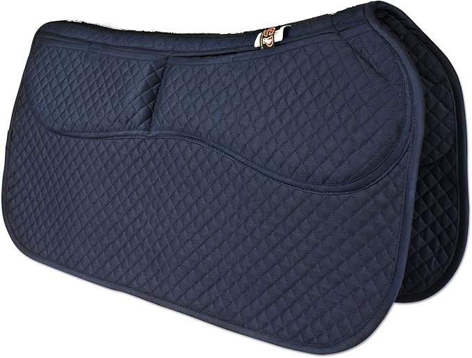 ECP Equine Comfort Products Thermoregulating Western Saddle Pad, Machine Washable Contoured Fit, Water Absorbing, Therapeutic, Shock Absorbing with Adjustable Memory Foam Shims
