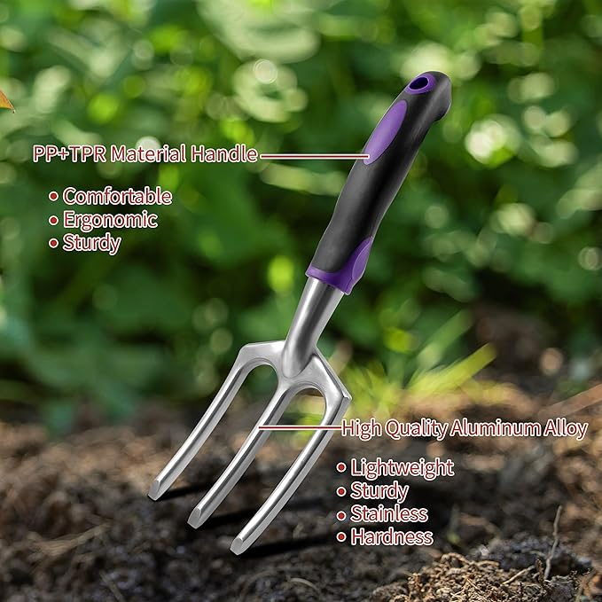 41-Piece Premium Gardening Tool Set, Stainless Steel Heavy Duty Gardening Tool Kit, with Non-Slip Rubber Grip, Storage Tote Bag, Outdoor Hand Tools, Ideal Gardening Gifts for All (Purple Floral)