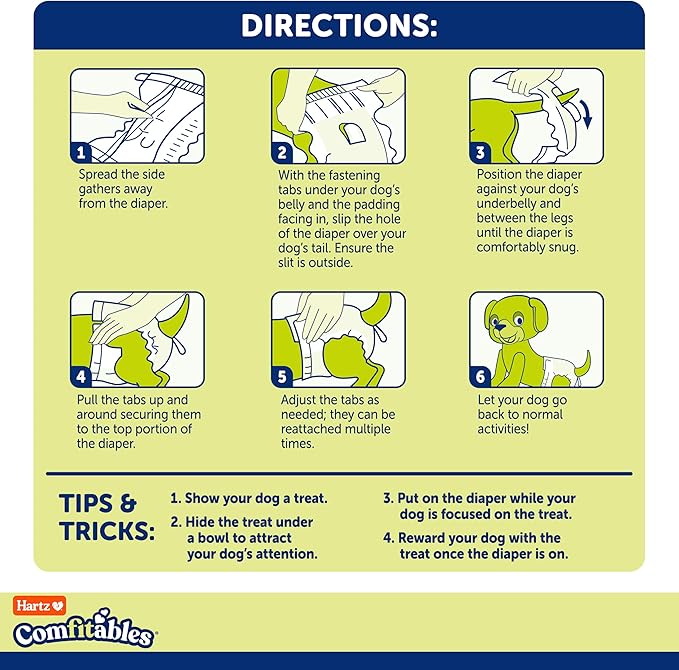 New! Hartz® Comfitables® Disposable Dog Diapers, Size XS 12 Count, Comfortable & Secure Fit, Easy to Put On, Super Absorbent Male and Female Diaper