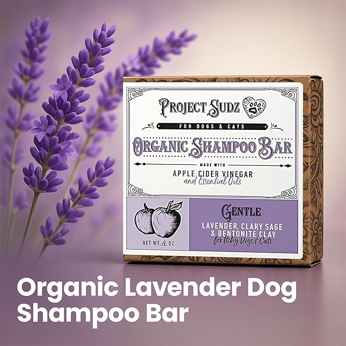 Gentle All Natural Dog Shampoo for Dry Coat for Sensitive Skin | Bar Shampoo for Dogs | Organic Dog Shampoo Sensitive Skin | Lavender (2)