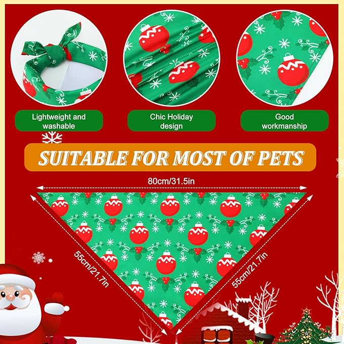 Abbylike 50 Pieces Christmas Dog Bandanas Bulk Xmas Bandanas for Dogs Triangle Kerchief Bibs Scarf Set for Christmas Pet Costume Accessories Decoration (31.5 x 21.7 x 21.7)