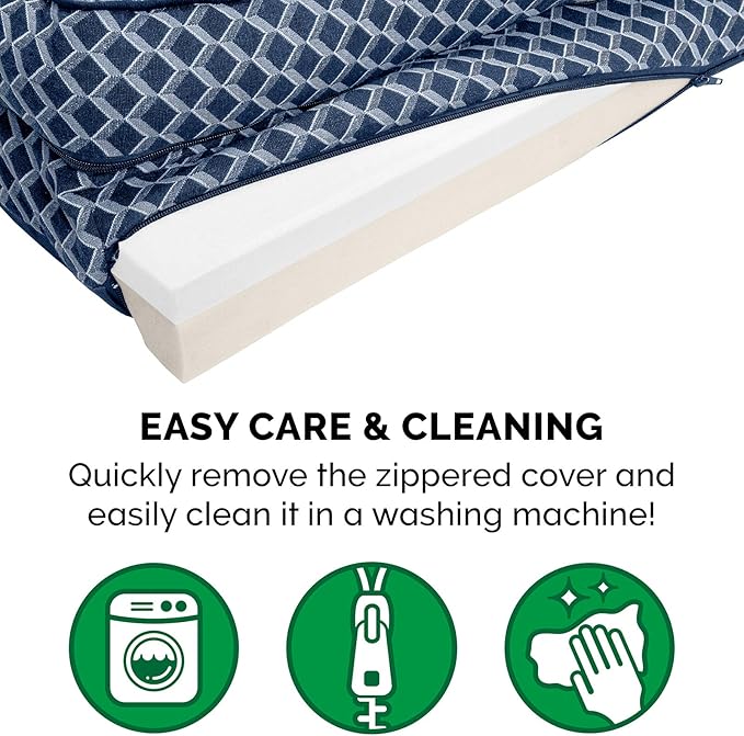 Furhaven Memory Foam Dog Bed for Large Dogs w/ Removable Bolsters & Washable Cover, For Dogs Up to 125 lbs - Plush & Woven Decor Comfy Couch Sofa - Diamond Blue, Jumbo Plus/XXL