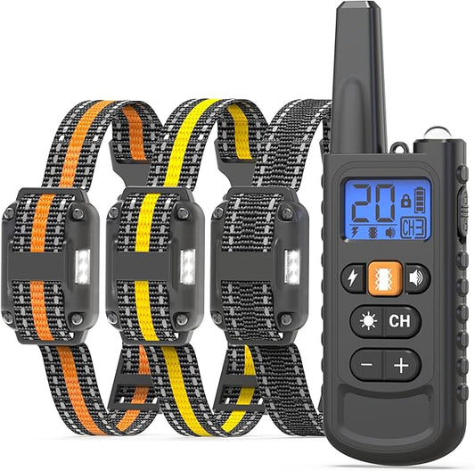 Shock Collar for 3 Dogs, 3300FT Dog Shock Collar with Remote for Small, Medium, Large Dogs with Vibration, Beep, Security Lock, and Waterproof (8-120 LBS)