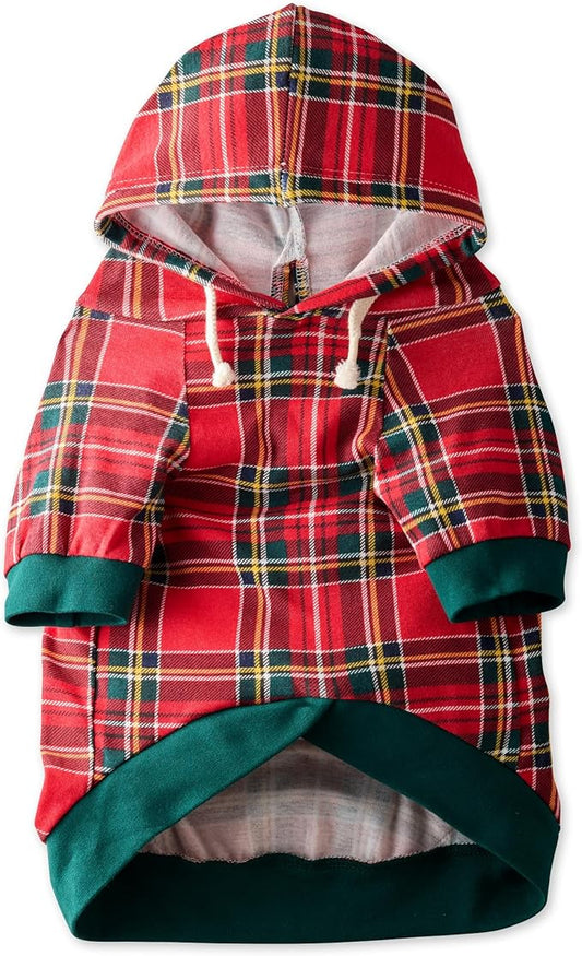 Rocky – The Orginal Lightweight Hooded TEE 100% Organic Cotton Dog Hoodie Pet Coat Sweater for Small, Medium, Large Dogs, Royal Stewart Plaid, X-Small