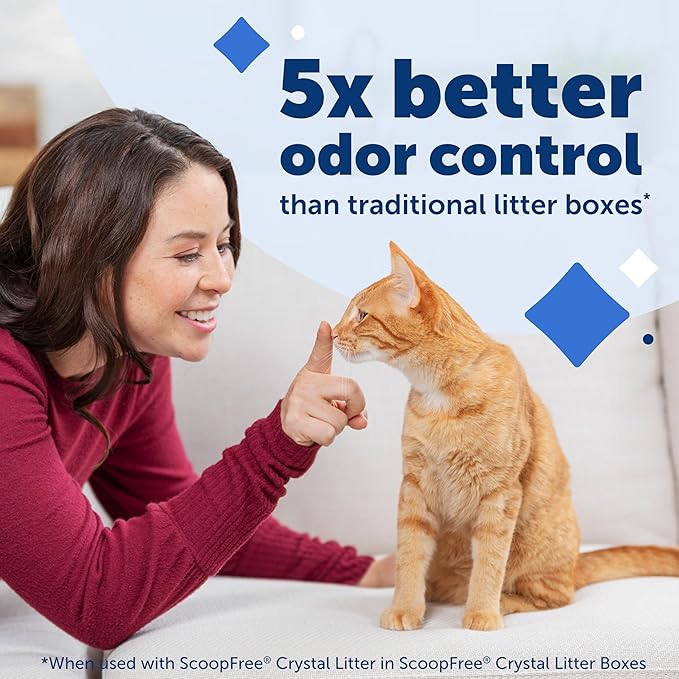 Official PetSafe ScoopFree Reusable Tray with Crystal Cat Litter - Includes 4.3 lb of ScoopFree Original Blue Crystal Litter - Compatible with All PetSafe ScoopFree Self Cleaning Litter Boxes