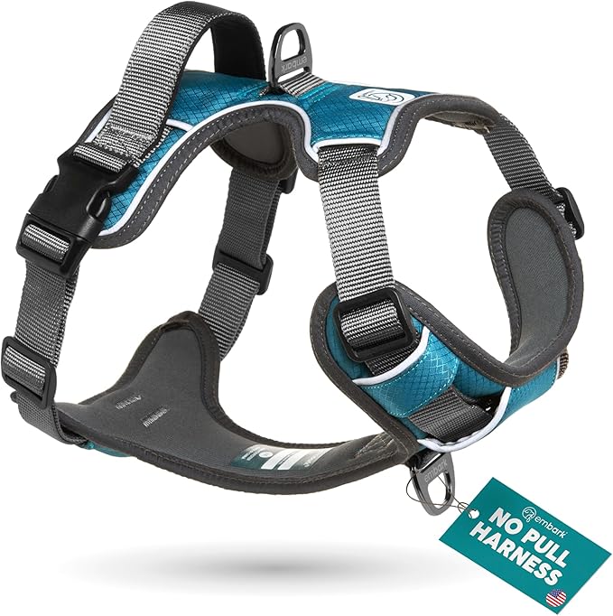 Embark Adventure Dog Harness, No-Pull Reflective Trim Dog Harness for Small, Medium & Large Dogs - Military Grade Nylon, 2 Leash Clips & Gel Lined Handle. Soft & Padded Puppy Dog Vest for Any Breed