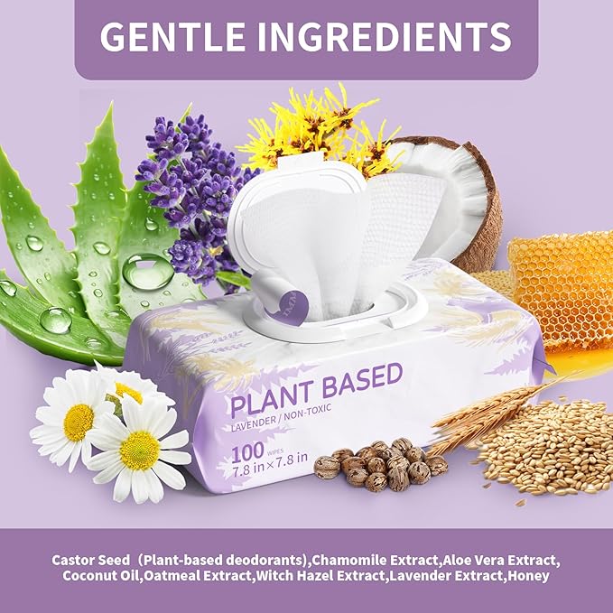 400 PCS Dog Wipes for Paws and Butt Hypoallergenic Pets Cleansing & Deodorizing Anal Gland Hygienic Puppy Wipes for Dogs Face and Body Wipes Cleaning Fur Doggie Wipes Doggy Wipes (Lavender)