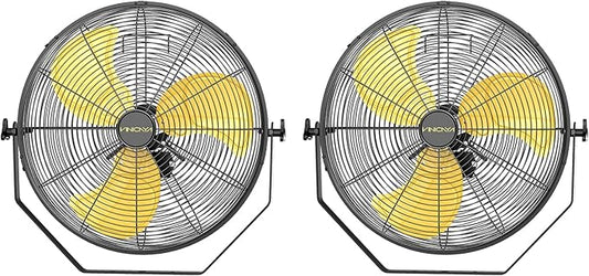 20 Inch Industrial Wall Mount Fan with 2 Pack, 5200 CFM Industrial Metal Wall Fans with Poweful Motor, 3 Speed, Heavy Duty Construction Indoor for Warehouse, Workshops, and Garage, UL Listed