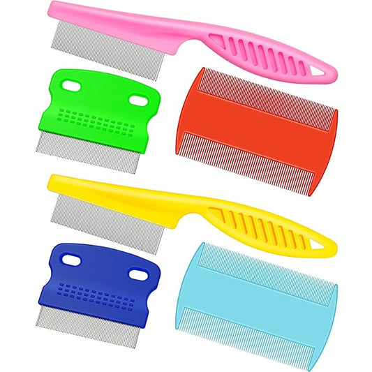 6 Pieces Pet Lice Combs Dog Grooming Flea Cat Tear Stain Comb for Removal Dandruff, Hair Stain, Nit(Pink, Yellow, Dark Blue, Green, Blue, Orange)