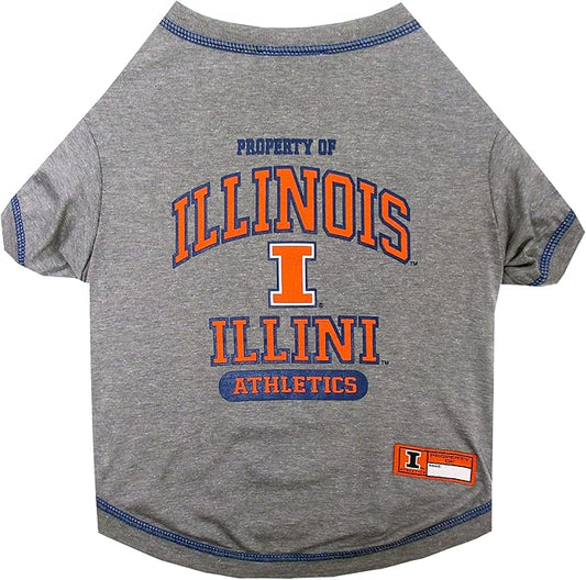 Pets First Collegiate ILLINOIS FIGHTING ILLINI Dog T-Shirt, X-Small. - Licensed Shirt for Pets Team Colored with Team Logos.- Premium Stretchable Materials for the Comfrot of your Dog & Cat.