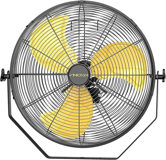 20 Inch Industrial Wall Mount Fan, 5200 CFM Industrial Metal Wall Fans with Poweful Motor, 3 Speed, Heavy Duty Construction Indoor for Warehouse, Workshops, and Garage, UL Listed