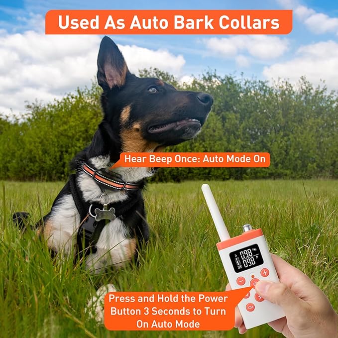 PetJoy 3 Dog Shock Collar with Remote, Dog Bark Collar for Large Dog, Automatic Bark Collar 3 Packs, Bark & Shock Collar 2 in 1 - Auto Mode with 5 Sensitivity Levels
