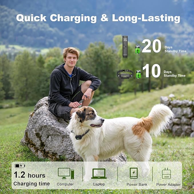 Shock Collar for Dogs with Remote Control, 3300FT Dog Training Collar with 3 Modes & Security Lock, IPX7 Waterproof & Rechargeable Dog Shock Collar for Large Medium Small Dogs 10-120lbs