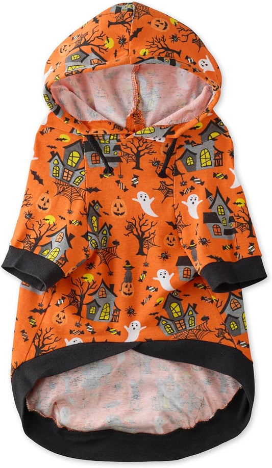Rocky – The Orginal Lightweight Hooded TEE 100% Organic Cotton Dog Hoodie Pet Coat Sweater for Small, Medium, Large Dogs, Spooky, X-Small