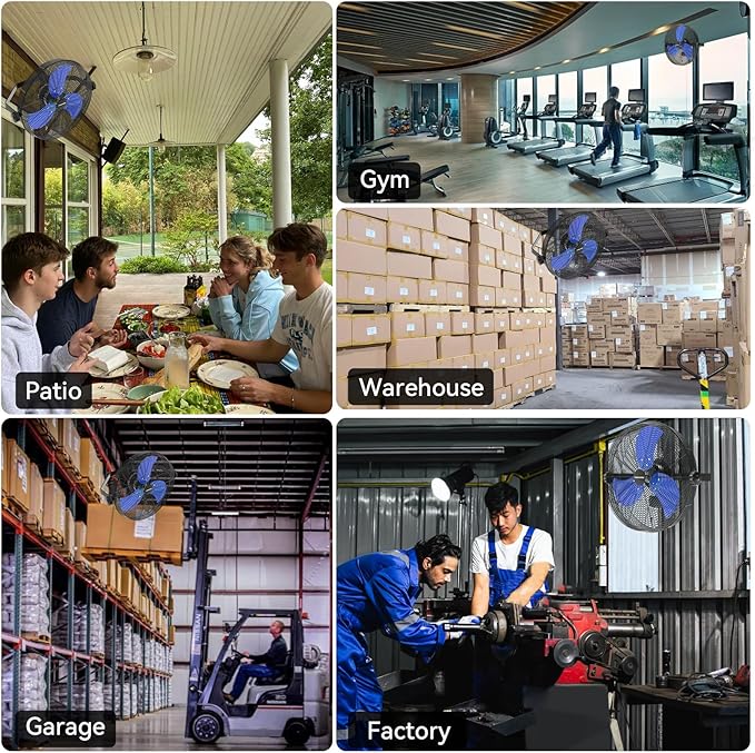 14 Inch Wall Fan Pro Series - Waterproof Motor High Velocity Wall Mount Fans for Commercial, Residential, Warehouse, Covered Patio, Shop, Garage, Barn 3 Speed 3000 CFM UL Safety Listed