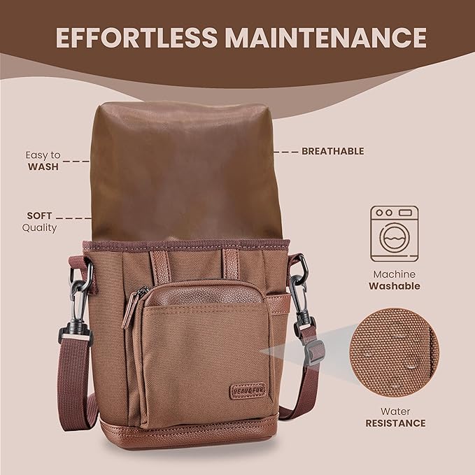 BEAU&FUR Large Dog Treat Pouch with Clicker for Training – 4 Cup Capacity, Built-in Poop Bag Dispenser, Expandable Pocket, Metal Buckle, Large Back Pocket, Ideal for Walks and Training – Dark Brown