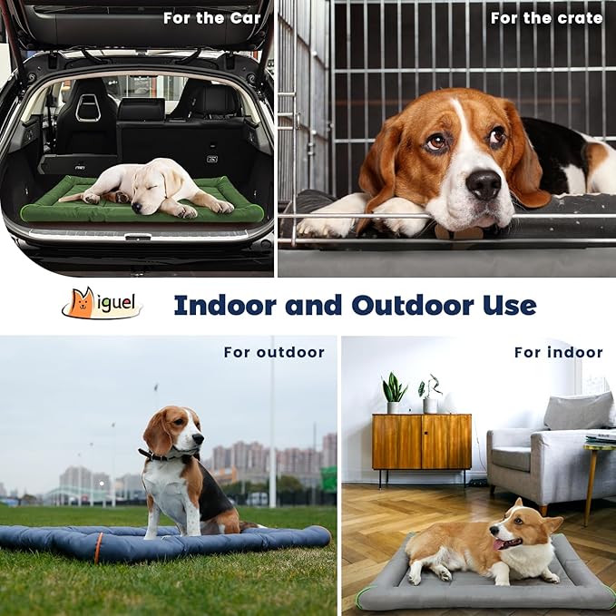 Miguel Oxford Ripstop Outdoor Waterproof Dog Bed for Metal Dog Crates Water-Resistant All Weather Pet Mat Durable Easy Wipe Clean Travel Indoor Outdoor Puppy Cat Crate Bed 30inch, Grey