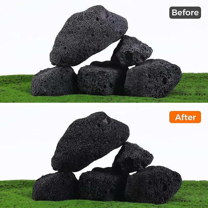 2-8 Inches Large Natural Black Lava Rock 5 PCS Aquarium Rocks for Aquascaping, Aquarium Landscaping, Terrariums, Fish Tank Decoration, Vivariums, Paludarium, Reptile and Amphibian Enclosures