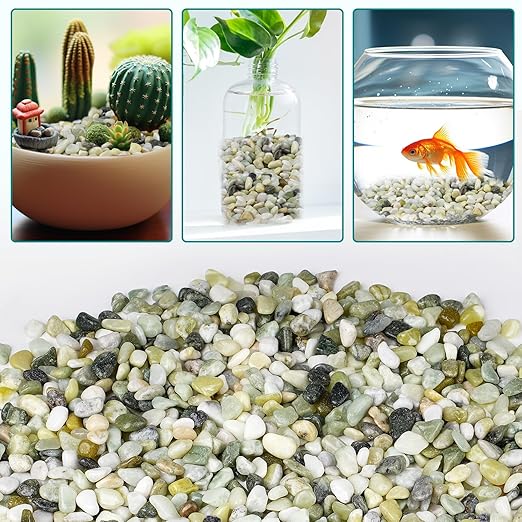 5 lbs Jade Pebbles for Indoor Plants, 3/8" Plant Rocks for Pots Indoor, Decorative Small Stones for Plants, Bamboo,Vase, Succulent, Highly Polished Small River Rocks