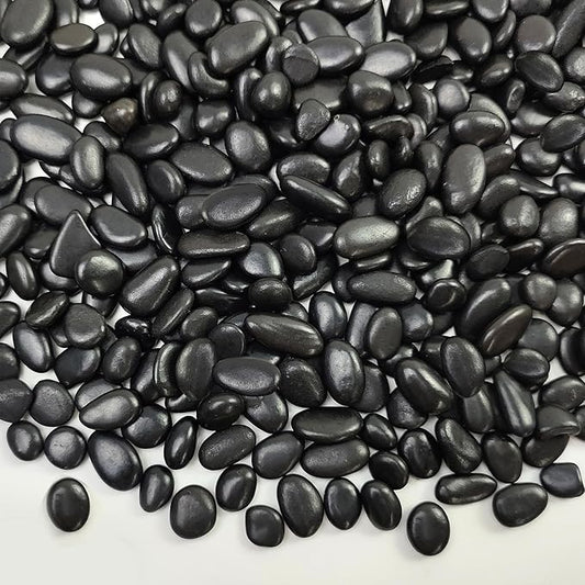 5 lbs Small Black Pebbles - 3/8 inch Decorative Stones for Indoor Plants, Outdoor, Vase, Landscaping & Garden