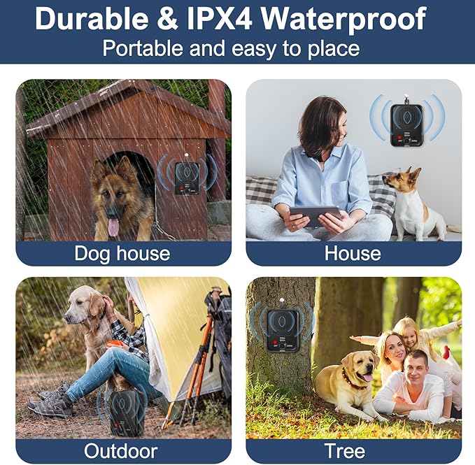 2 Pack Anti Barking Devices, Auto Barking Control Devices with 3 Modes, Rechargeable Ultrasonic Dog Bark Box Barking Deterrent Devices, Effective Stop Barking Dog Devices for Indoor & Outdoor Use