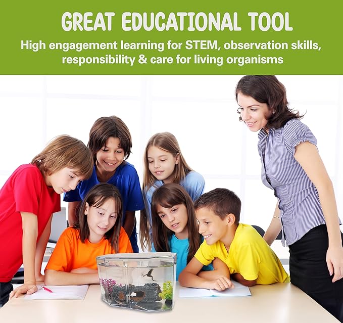 African Dwarf Frog Starter Kit- Includes Certificate for 2 Live Frogs- All-in-One Bundle with Book, Small Aquarium, Food, Instructions Now