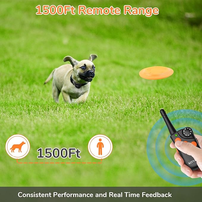 Professional Dog Training Collar Without Delay- K9 Dog Shock Collar, E Collar for Training Large Medium Small Dogs with 4 Training Modes, 1500FT Range Waterproof and Rechargeable (Black)