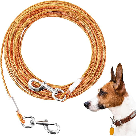 Tie Out Cable for Dogs,30FT Dog Leads,Heavy Duty Tie Out Cable for Large Dogs Up to 125lbs,Durable Dog Runner Tether Line for Outdoor,Yard