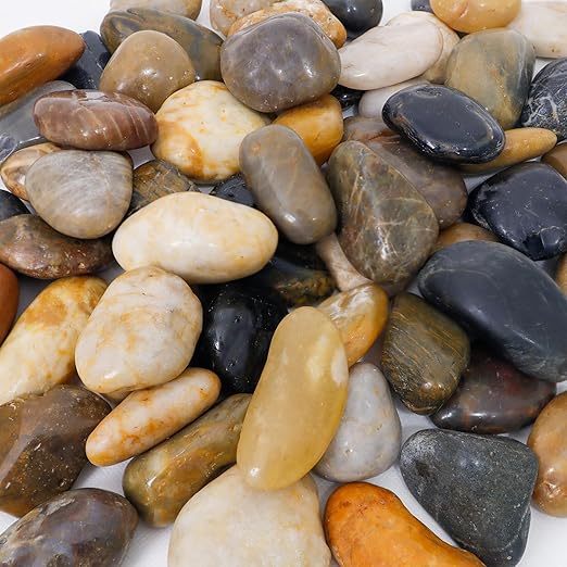18LB 1"-2" Decorative River Rocks for Plants, Polished Pebbles for Garden Landscaping, Planters, Aquariums, Vase Fillers – Indoor & Outdoor Decor