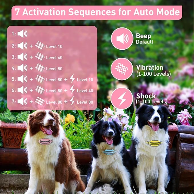 PetJoy Dog Bark Collar with Remote, Shock Collar for Large Dogs 3 Pack, Bark & Shock Collar Combo, Automatic Bark Collar - Auto Mode with 5 Sensitivity Levels