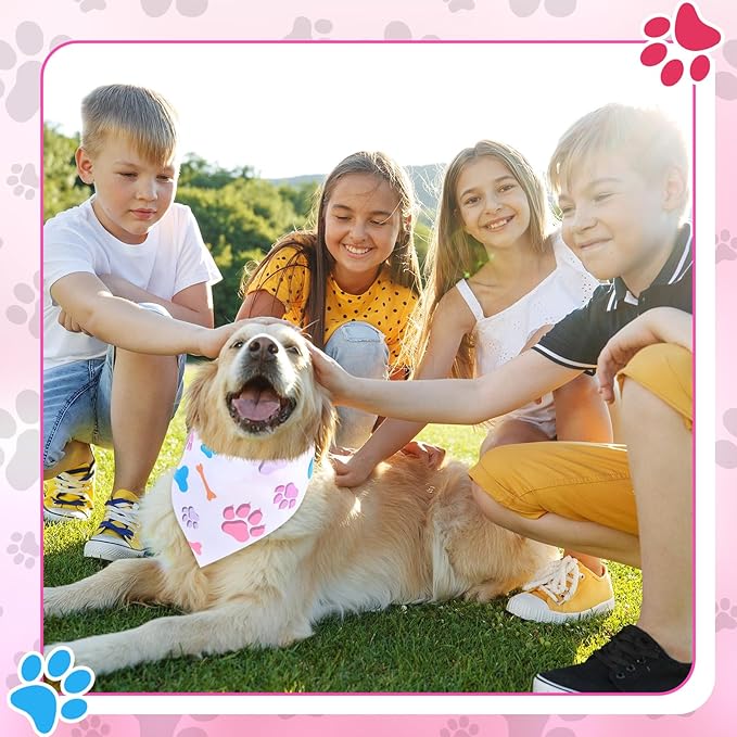 Abbylike 50 Pcs Paw Print Dog Bandanas Bulk Soft Triangle Scarves for Pets Party Costume Doggie Walking Photo Props Bibs for Pets Shops Adoption Events Halloween Party Gifts(19.7 x 13.8 x 13.8 Inch)