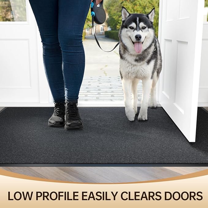 Durable Indoor Outdoor Door Mats for Entryway, Heavy Duty Front Door Mat, 48” x 24” Low Profile Welcome Mats for Entry, Stain and Fade Resistant Indoor Outdoor Entrance Mat