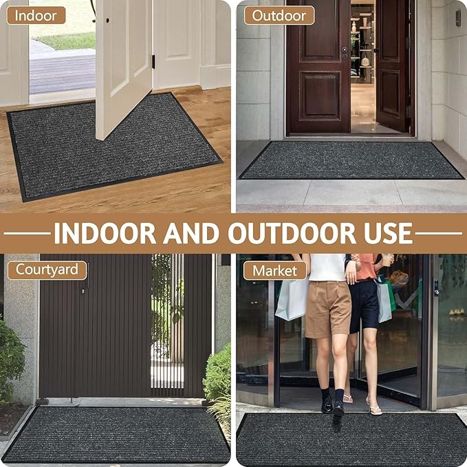 Durable Indoor Outdoor Door Mats for Entryway, Heavy Duty Front Door Mat, 72" x 36" Low Profile Welcome Mats for Entry, Stain and Fade Resistant Indoor Outdoor Entrance Mat