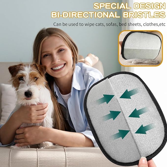 3Pcs Pet Hair Removal Glove for Cats & Dogs, Upgrade Efficient Grooming Gloves for Pet Hair, Cat Grooming Gloves for Hair Removal，Reusable Cat & Dog Hair Remover for Couch, Furniture