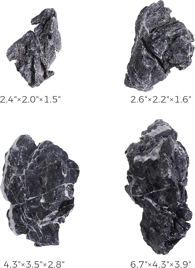 2-6 Inches Natural Seiryu Stone 4 PCS Aquarium Rocks for Aquascaping, Aquarium Landscaping, Terrariums, Fish Tank Decoration, Vivariums, Paludarium, Reptile and Amphibian Enclosures